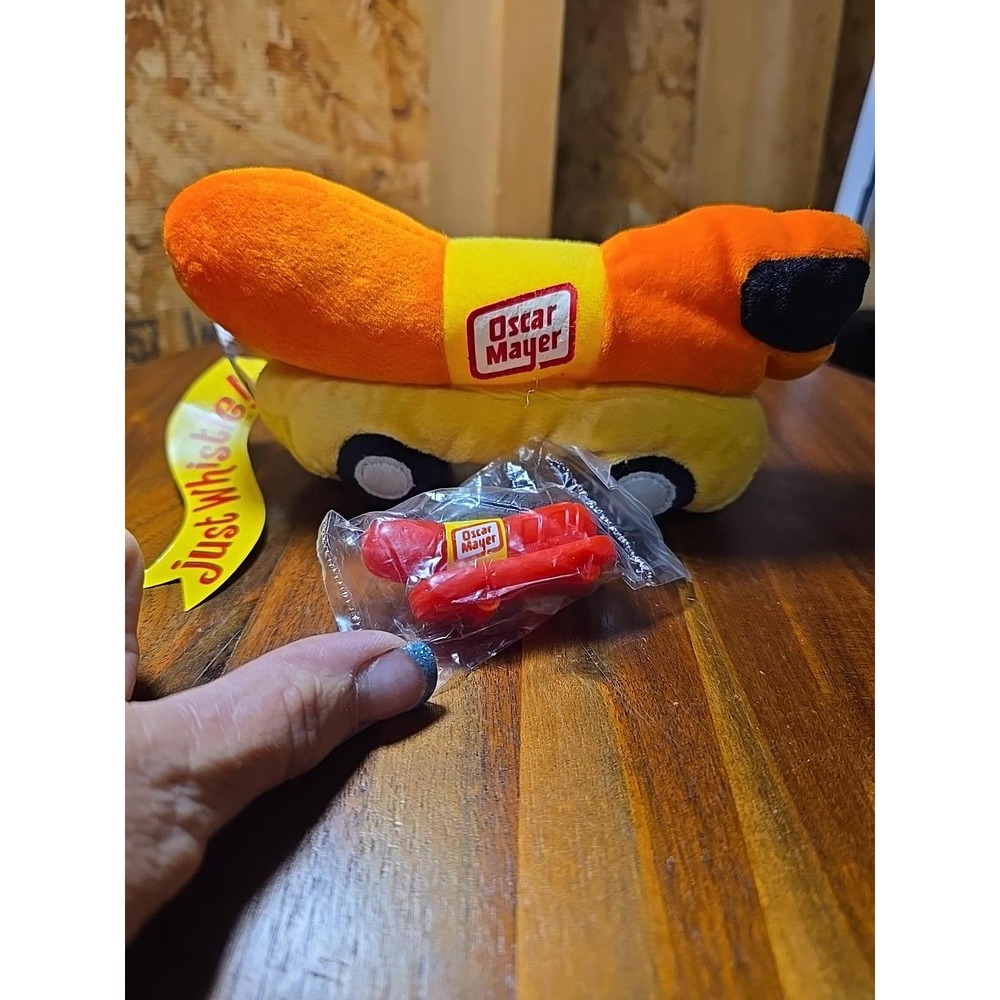 Oscar Mayer Wienermobile Plush Bean Bag Toy and Vintage Weiner Whistle Set